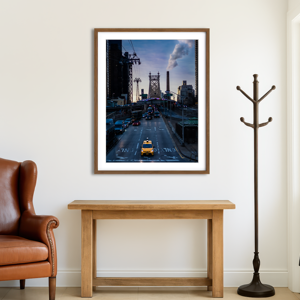 AUTO-MOCKUP ROOM | Queensboro Bridge Yellow Cab Wall Art
