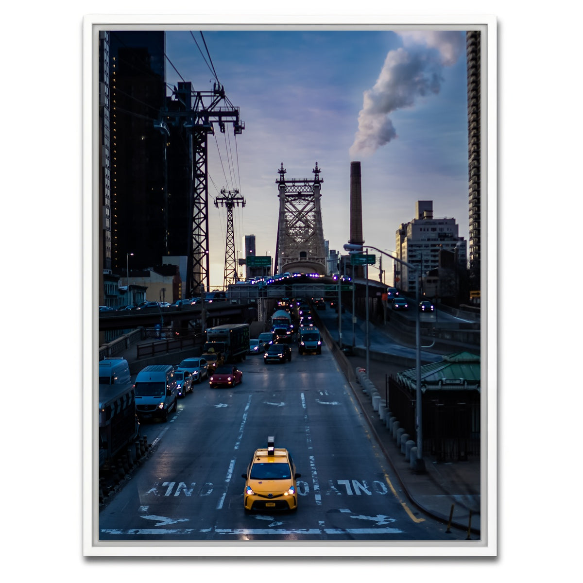 AUTO-MOCKUP WHITE | Queensboro Bridge Yellow Cab | 1 Piece | White Framed Canvas | group=3x4