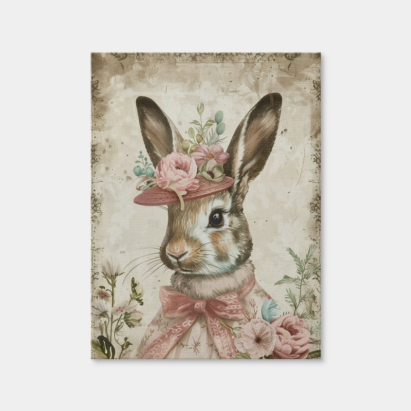 AUTO-MOCKUP WHITE | Rabbit Wearing Floral Hat | 1 Piece | Gallery Wrap Canvas | group=3x4