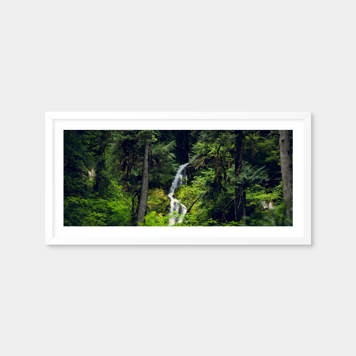 AUTO-MOCKUP WHITE | Rainforest Waterfall | 1 Piece | White Framed Print | group=2x1