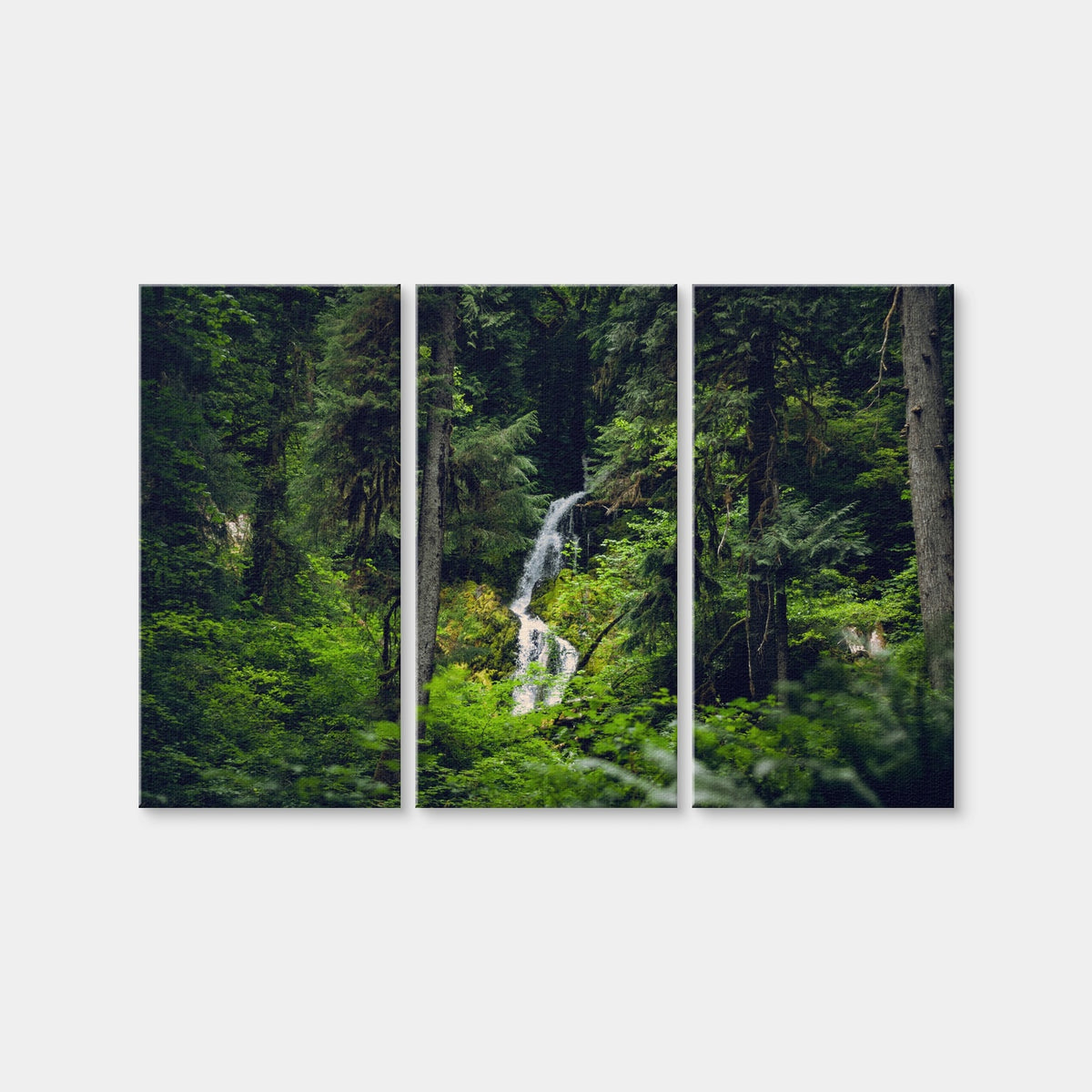 AUTO-MOCKUP WHITE | Rainforest Waterfall | 3 Piece | Gallery Wrap Canvas | group=12x24