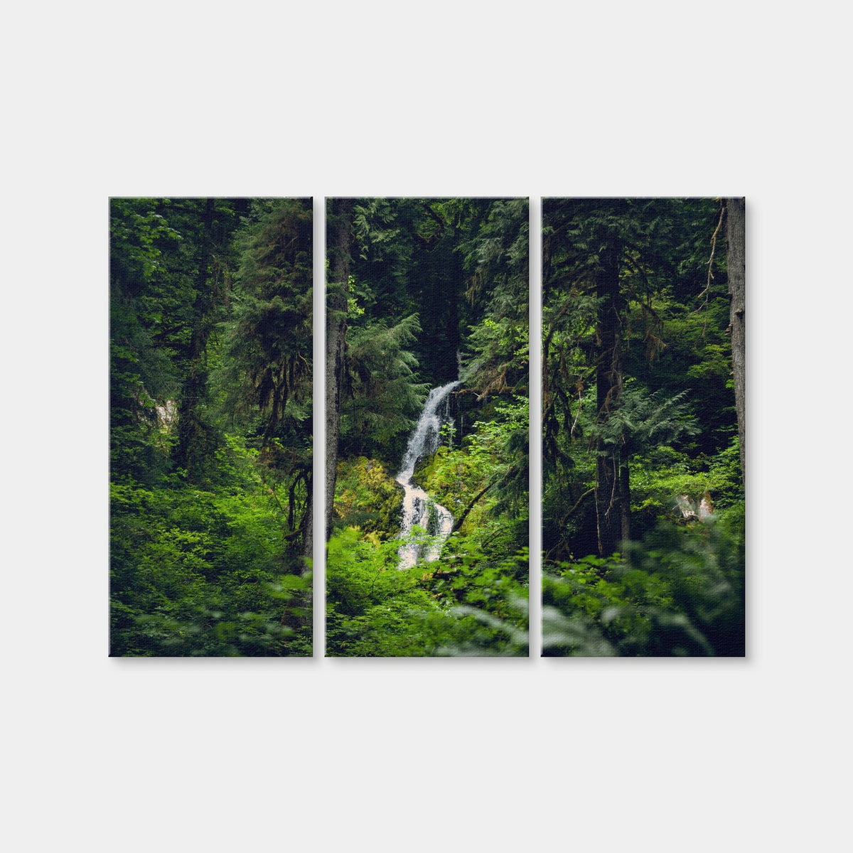 AUTO-MOCKUP WHITE | Rainforest Waterfall | 3 Piece | Gallery Wrap Canvas | group=8x18