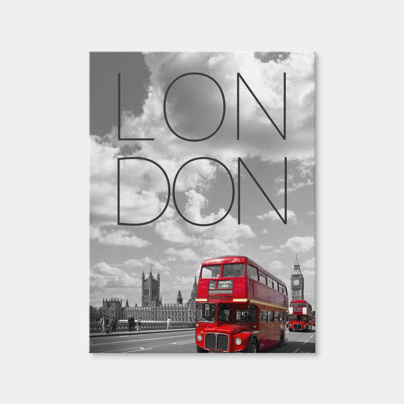 AUTO-MOCKUP WHITE | Red Buses London Text | 1 Piece | Gallery Wrap Canvas | group=3x4