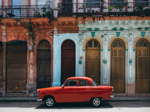 Red Car in Cuba Wall Art