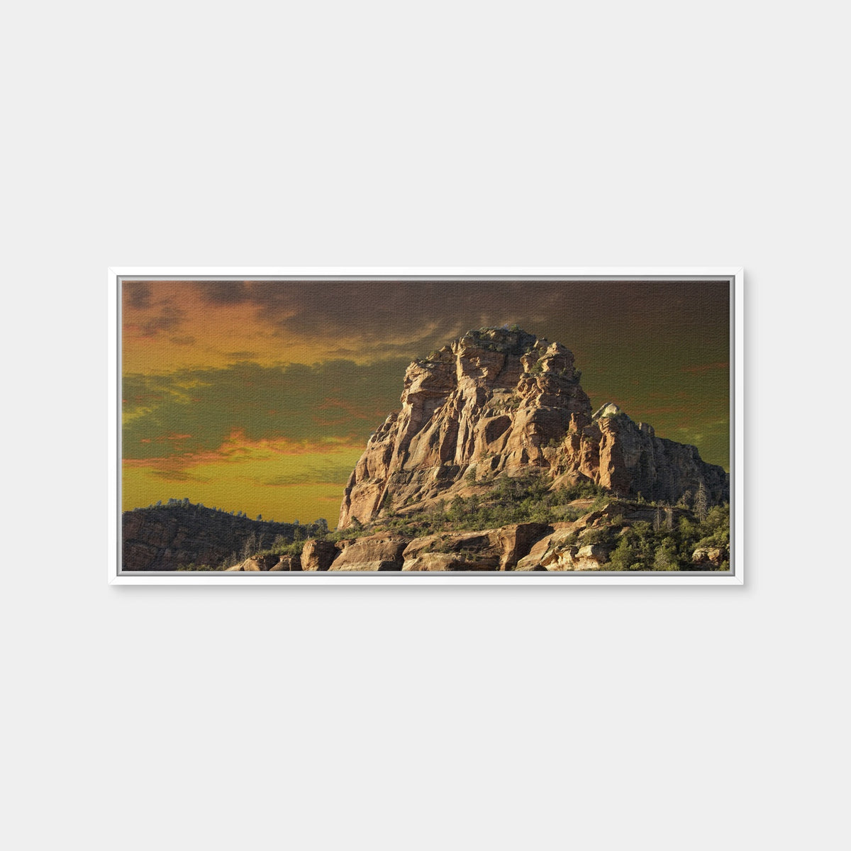 AUTO-MOCKUP WHITE | Red Rock Mountain in Sedona | 1 Piece | White Framed Canvas | group=2x1