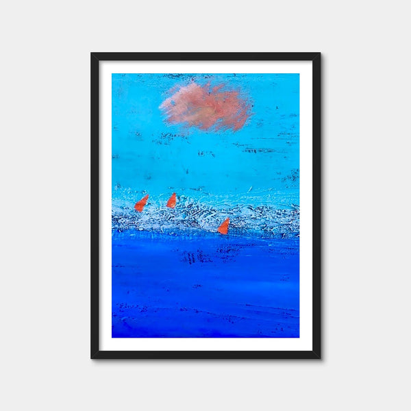 Red Sails on Blue Horizon Wall Art — Framed Print Format preview