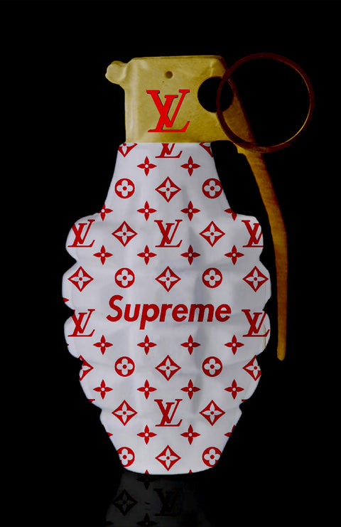Red White Gold LV Grenade Wall Art