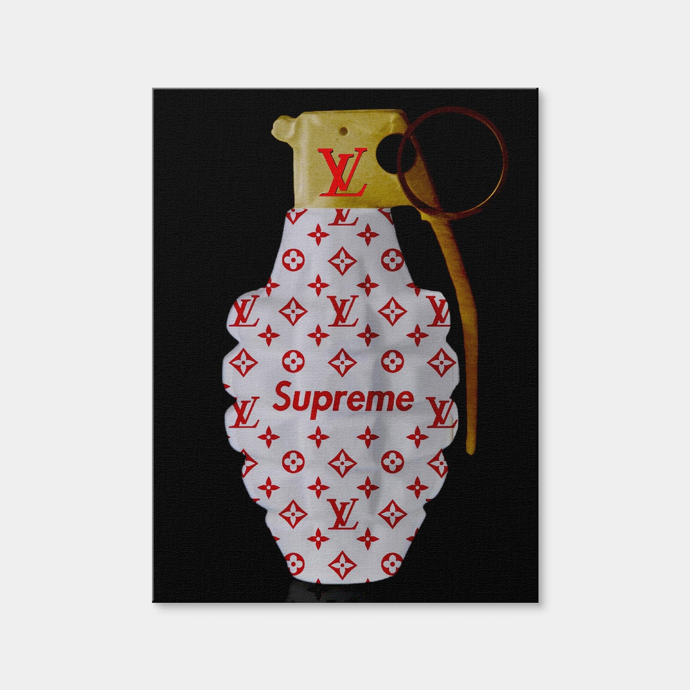AUTO-MOCKUP WHITE | Red White Gold LV Grenade | 1 Piece | Gallery Wrap Canvas | group=3x4