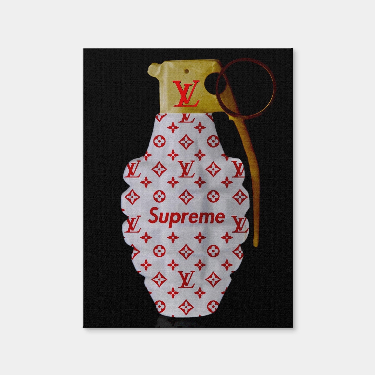 AUTO-MOCKUP WHITE | Red White Gold LV Grenade | 1 Piece | Gallery Wrap Canvas | group=3x4