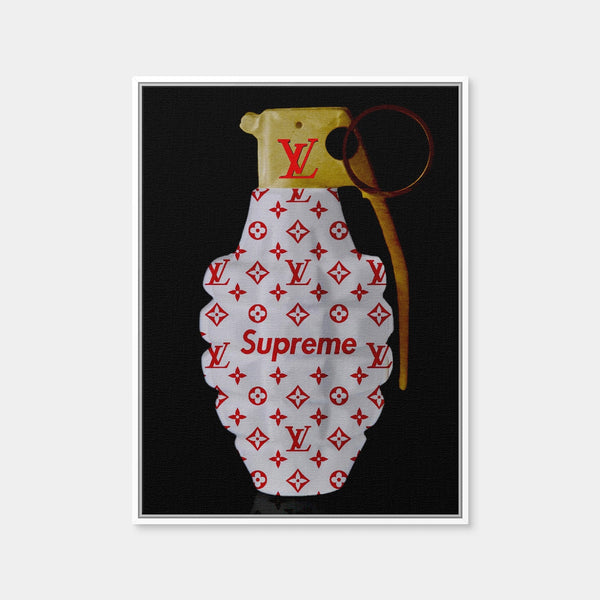 Red White Gold LV Grenade Wall Art — Framed Canvas Format preview