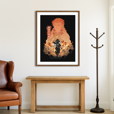 AUTO-MOCKUP ROOM | Rengoku Kyojuro Wall Art
