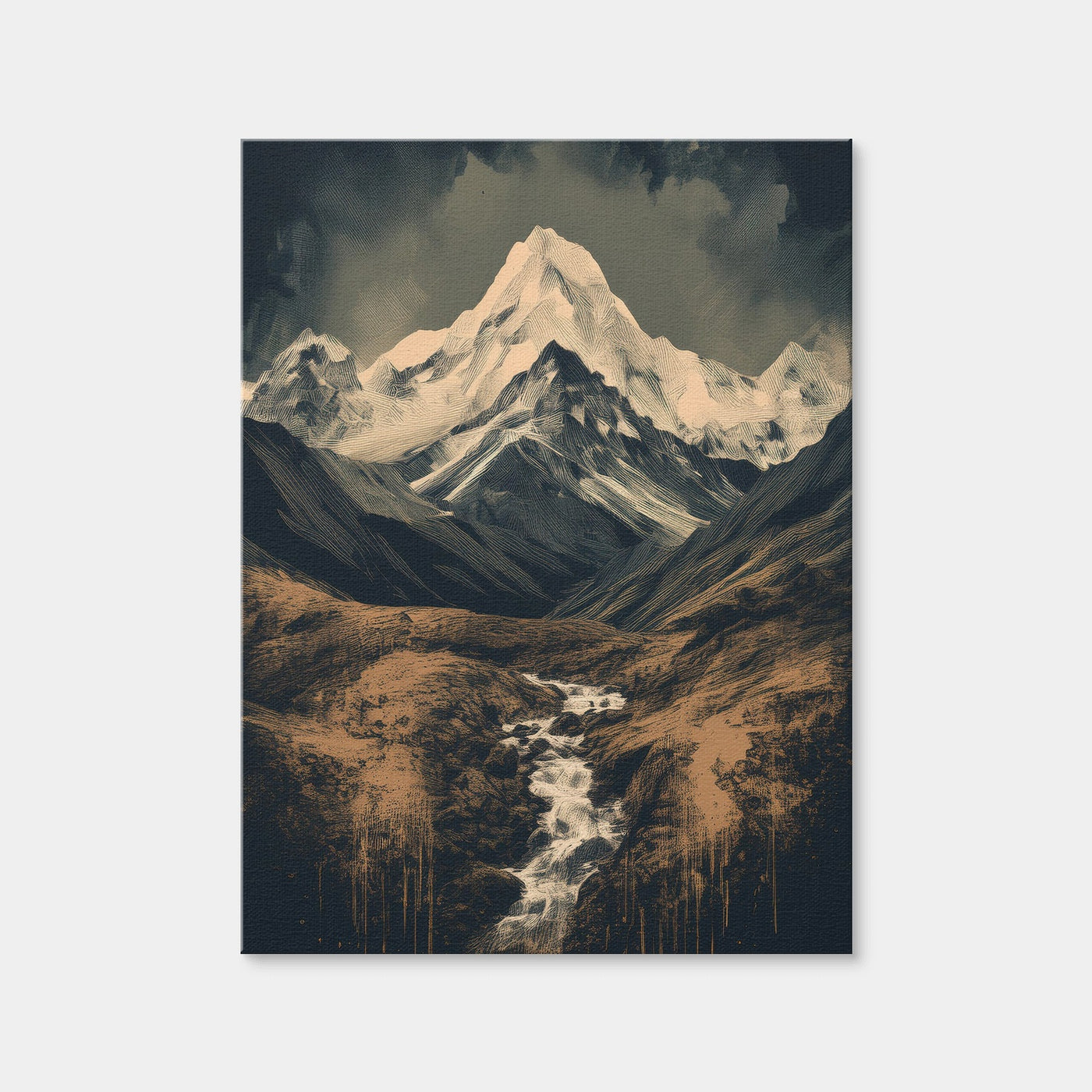 AUTO-MOCKUP WHITE | Retro Mountain Painting | 1 Piece | Gallery Wrap Canvas | group=3x4
