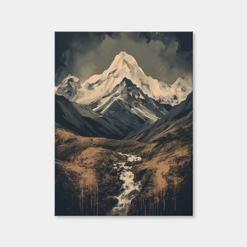 AUTO-MOCKUP WHITE | Retro Mountain Painting | 1 Piece | Gallery Wrap Canvas | group=3x4
