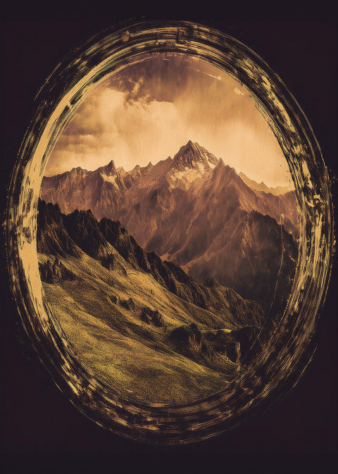 Retro Mountain View Oil Paint Wall Art