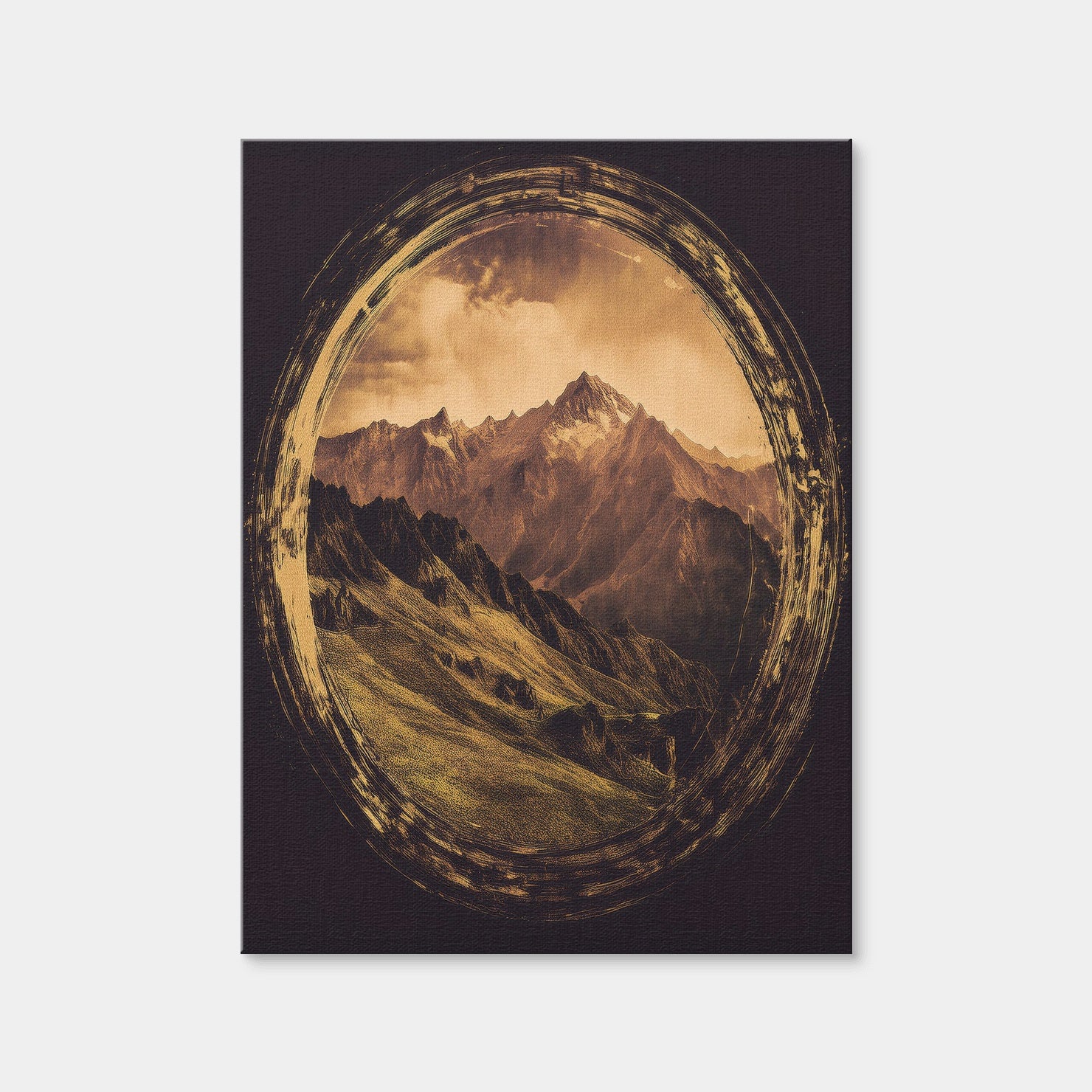 AUTO-MOCKUP WHITE | Retro Mountain View Oil Paint | 1 Piece | Gallery Wrap Canvas | group=3x4