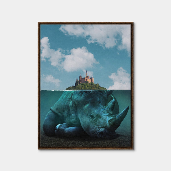 Rhino Island Wall Art — Framed Canvas Format preview