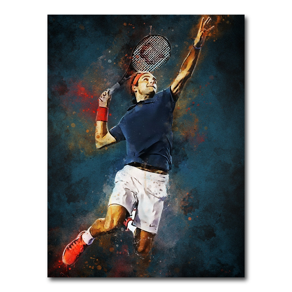 AUTO-MOCKUP WHITE | Roger Federer Painting | 1 Piece | Gallery Wrap Canvas | group=3x4