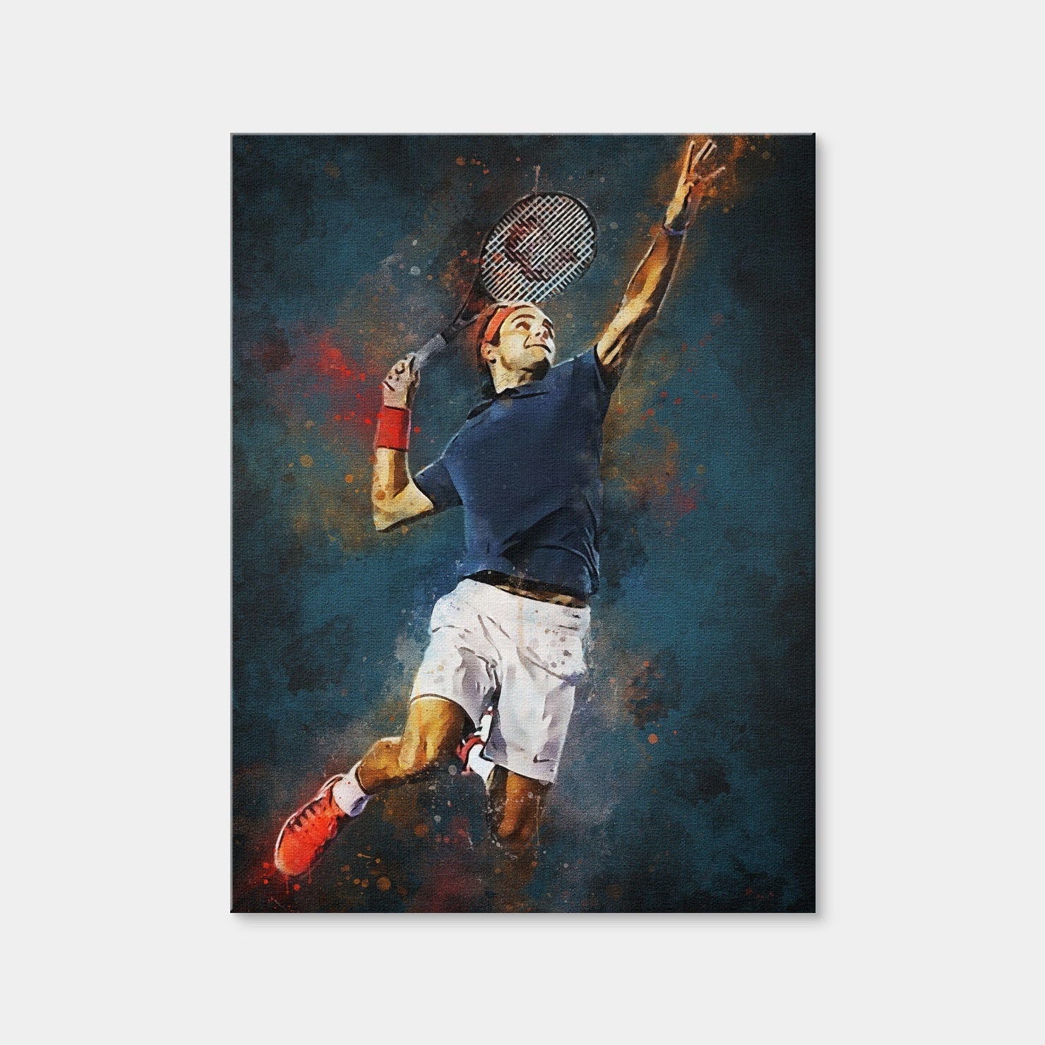 AUTO-MOCKUP WHITE | Roger Federer Painting | 1 Piece | Gallery Wrap Canvas | group=3x4