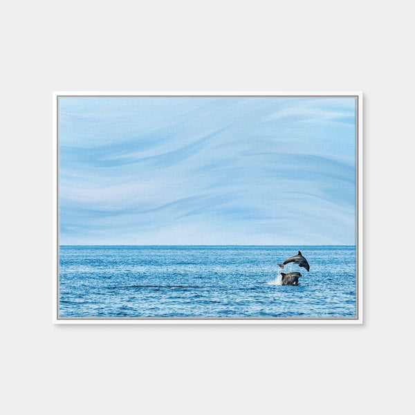 Rollin Jumping Dolphins Wall Art — Framed Canvas Format preview