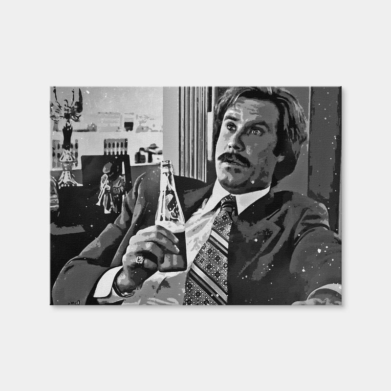 AUTO-MOCKUP WHITE | Ron Burgundy Grayscale | 1 Piece | Gallery Wrap Canvas | group=4x3