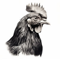 Rooster Head Grayscale Wall Art