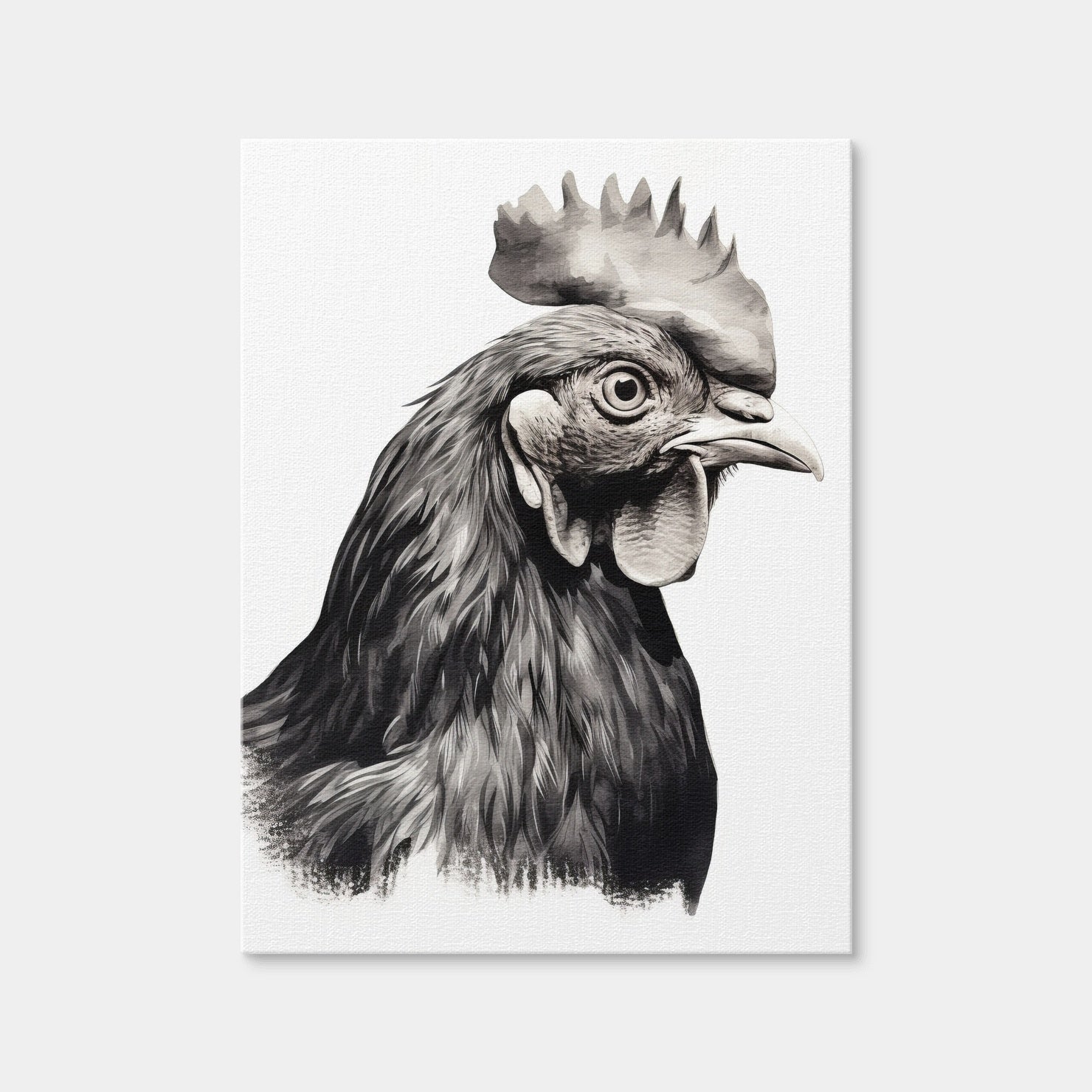 AUTO-MOCKUP WHITE | Rooster Head Grayscale | 1 Piece | Gallery Wrap | group=3x4