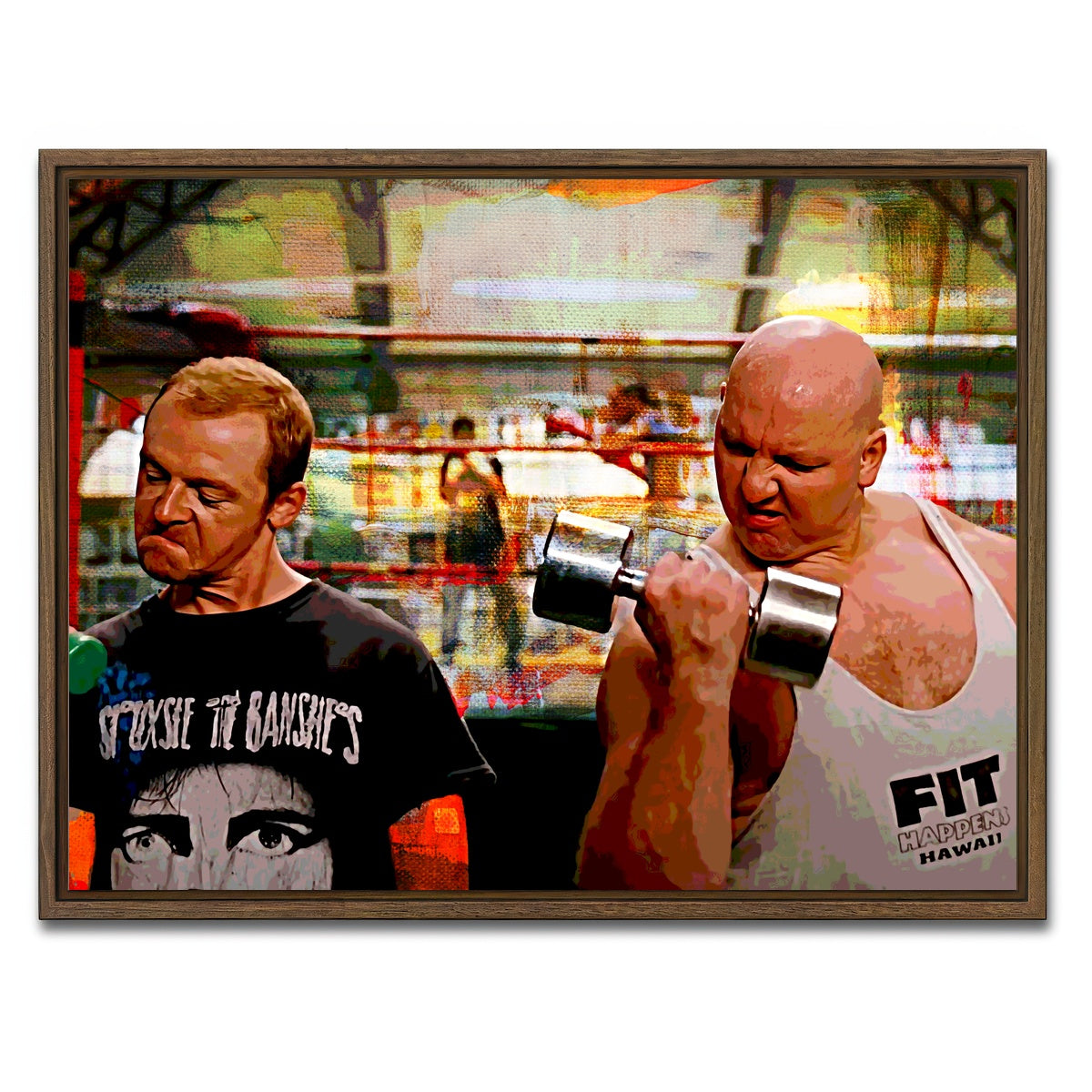 AUTO-MOCKUP WHITE | Run Fatboy Run Dumbbells | 1 Piece | Walnut Framed Canvas | group=4x3