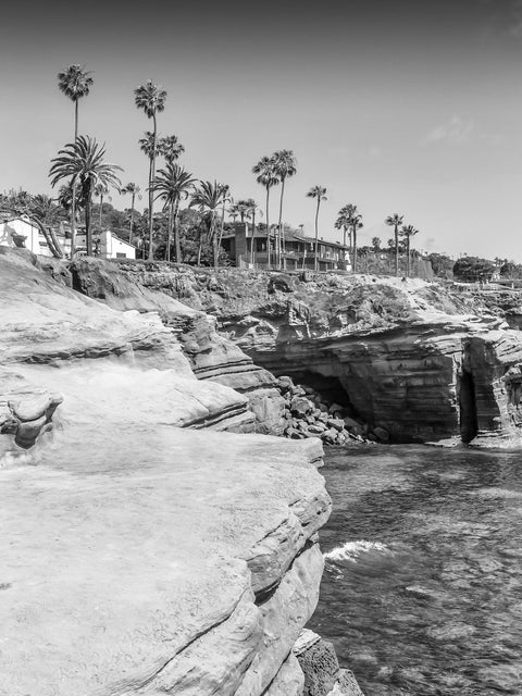 SAN DIEGO Monochrome Sunset Cliffs Wall Art