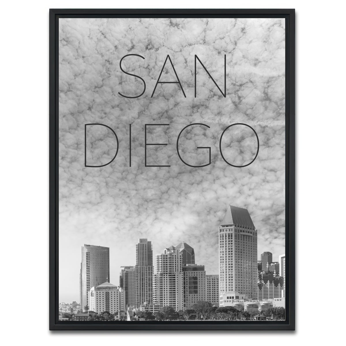 San Diego Skyline Text Wall Art