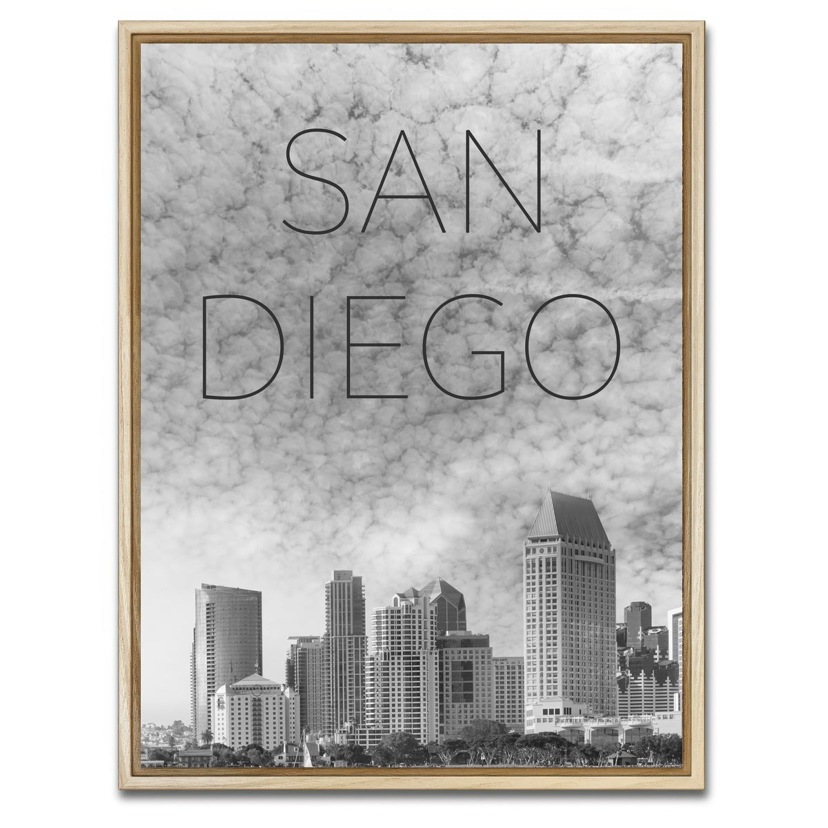 San Diego Skyline Text Wall Art