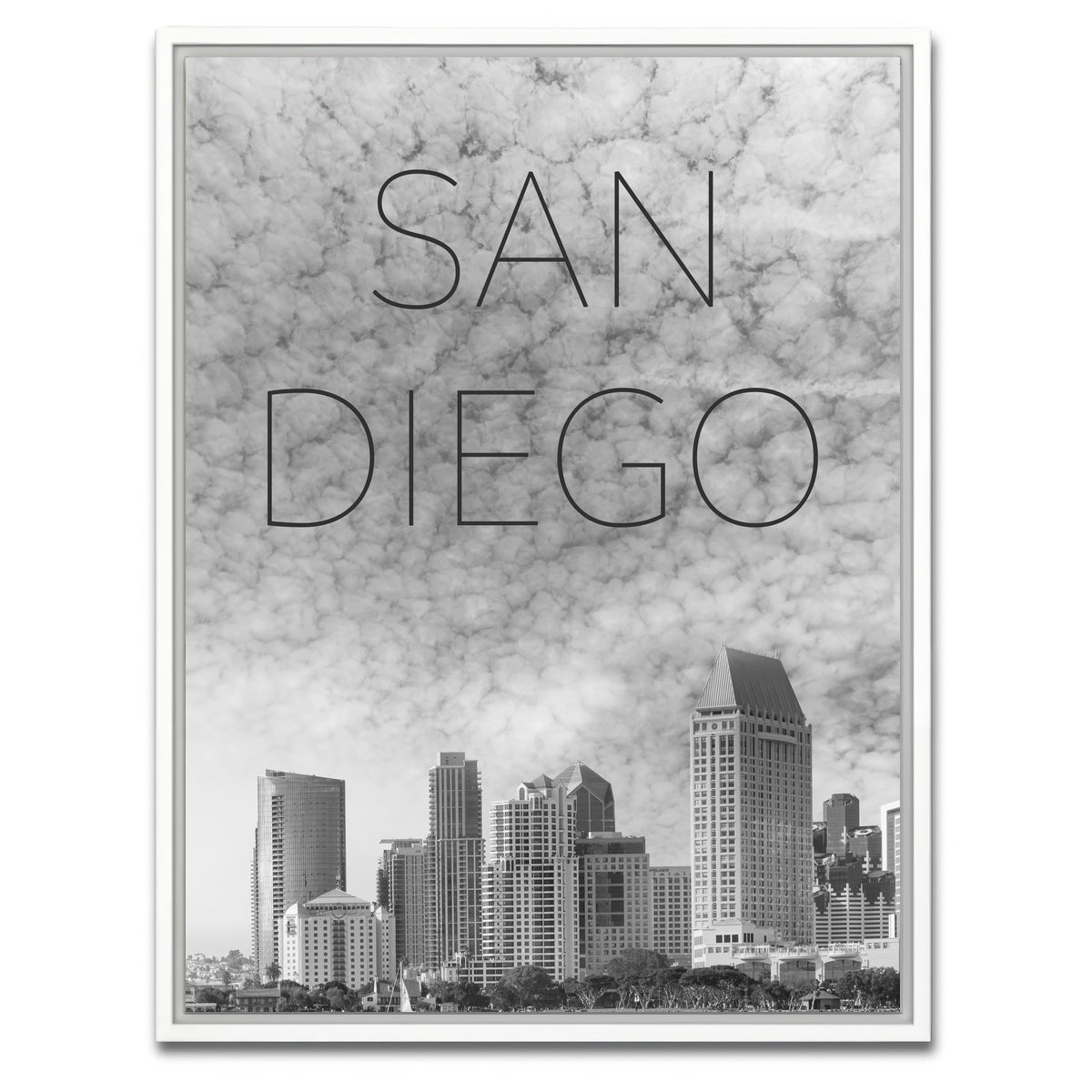 San Diego Skyline Text Wall Art