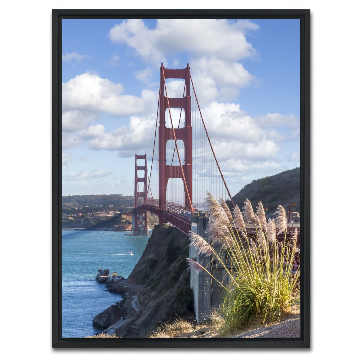 AUTO-MOCKUP WHITE | SAN FRANCISCO Golden Gate Bridge | 1 Piece | Black Framed Canvas | group=3x4