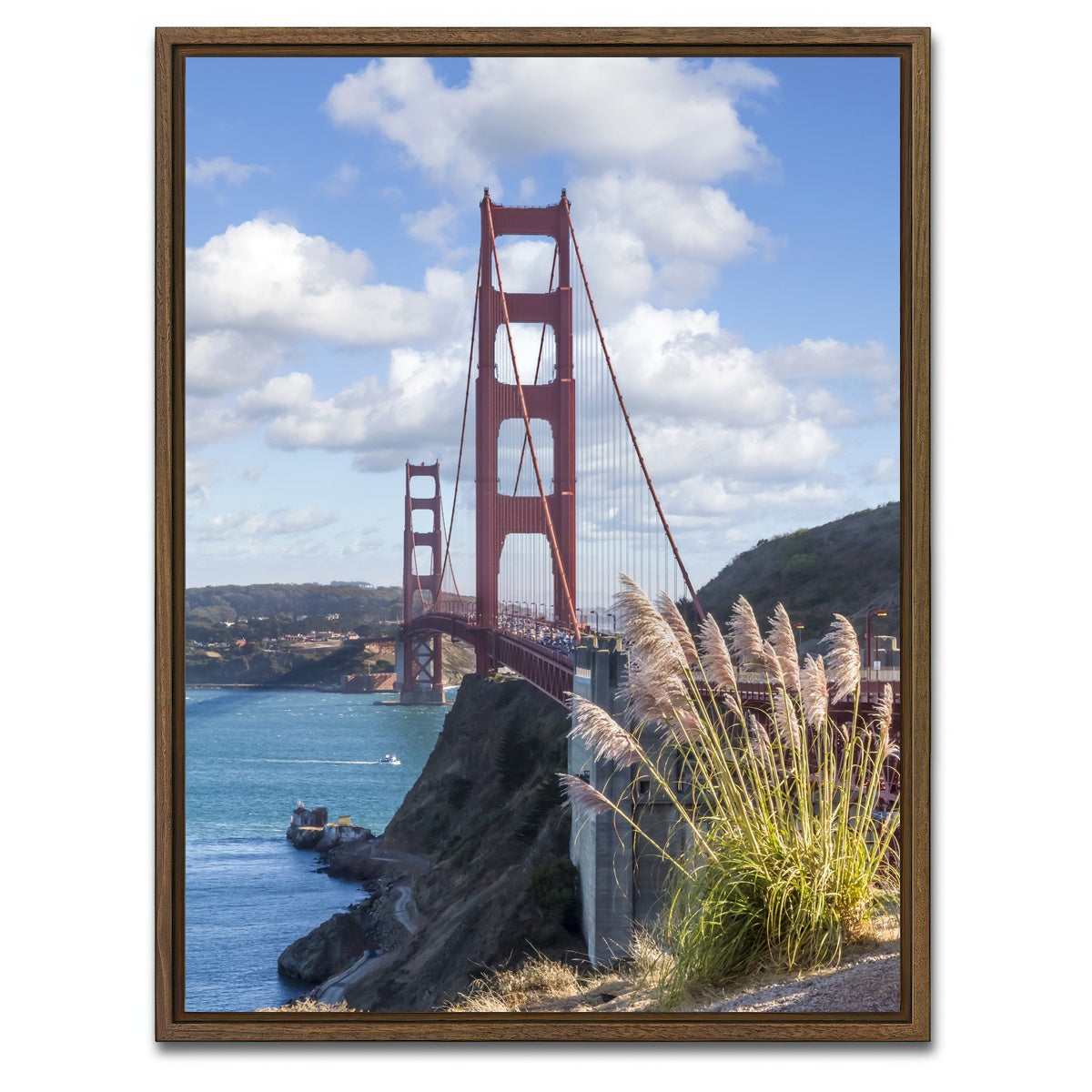 AUTO-MOCKUP WHITE | SAN FRANCISCO Golden Gate Bridge | 1 Piece | Walnut Framed Canvas | group=3x4