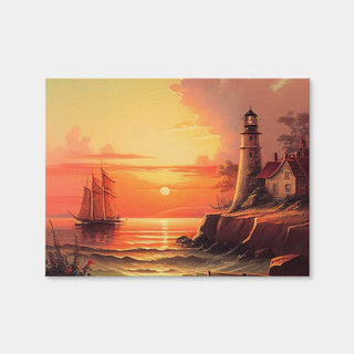 AUTO-MOCKUP WHITE | Sailing Past a Lighthouse and Sunset | 1 Piece | Gallery Wrap Canvas | group=4x3