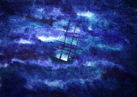 Sailing Ship in the Night Storm Wall Art