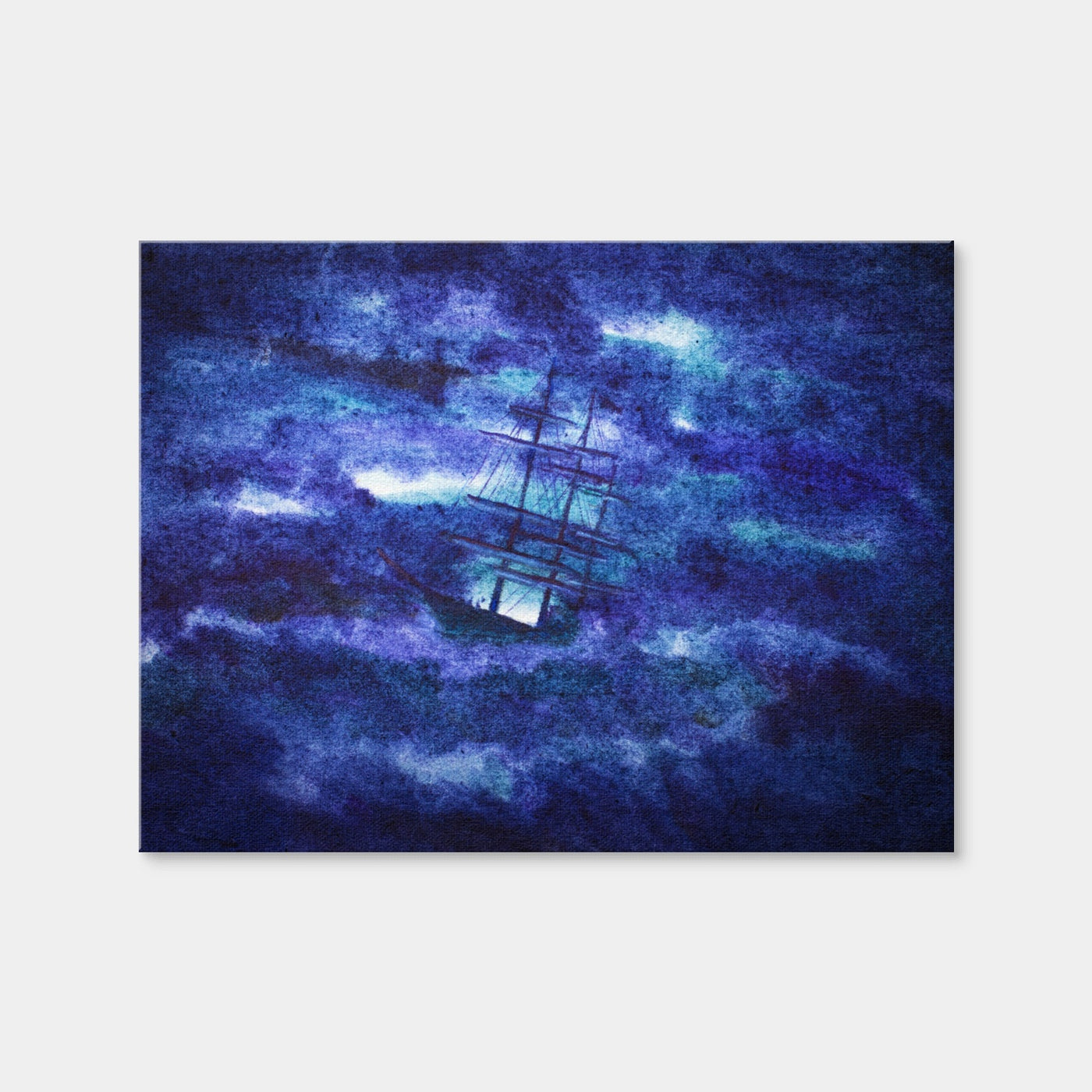 AUTO-MOCKUP WHITE | Sailing Ship in the Night Storm | 1 Piece | Gallery Wrap Canvas | group=4x3