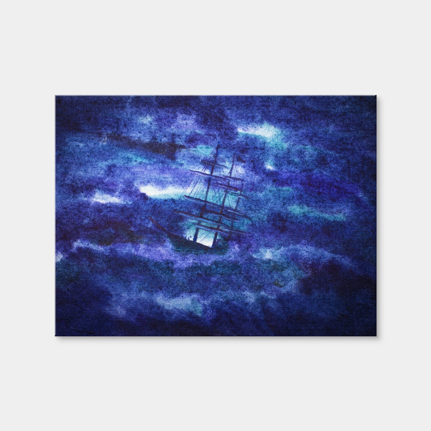 AUTO-MOCKUP WHITE | Sailing Ship in the Night Storm | 1 Piece | Gallery Wrap Canvas | group=4x3