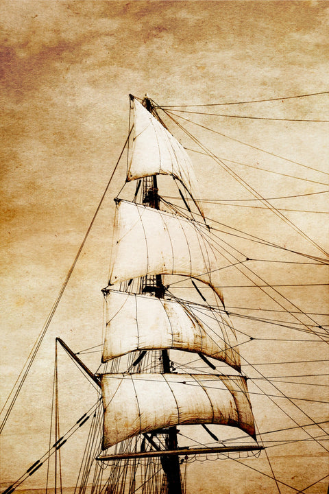 Sails on old paper Wall Art