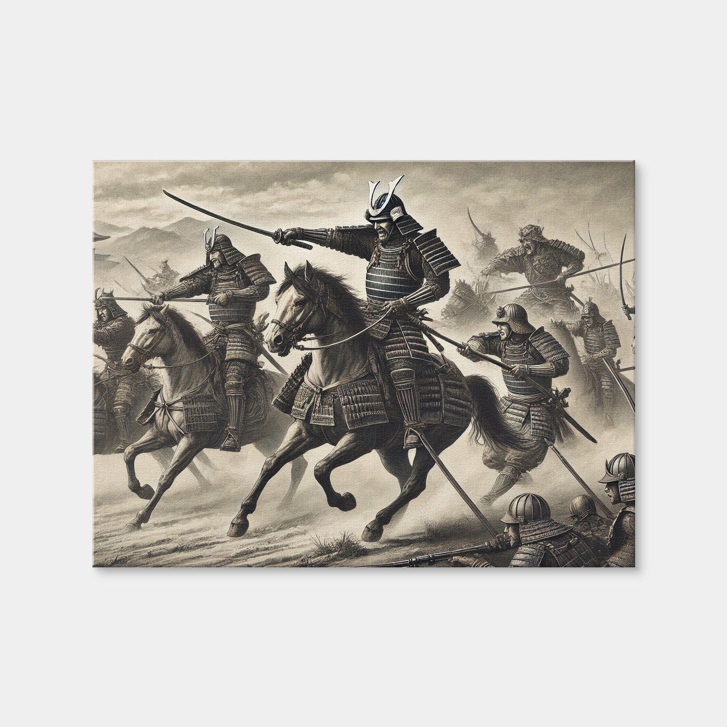AUTO-MOCKUP WHITE | Samurai Battlefield Horses | 1 Piece | Gallery Wrap | group=4x3