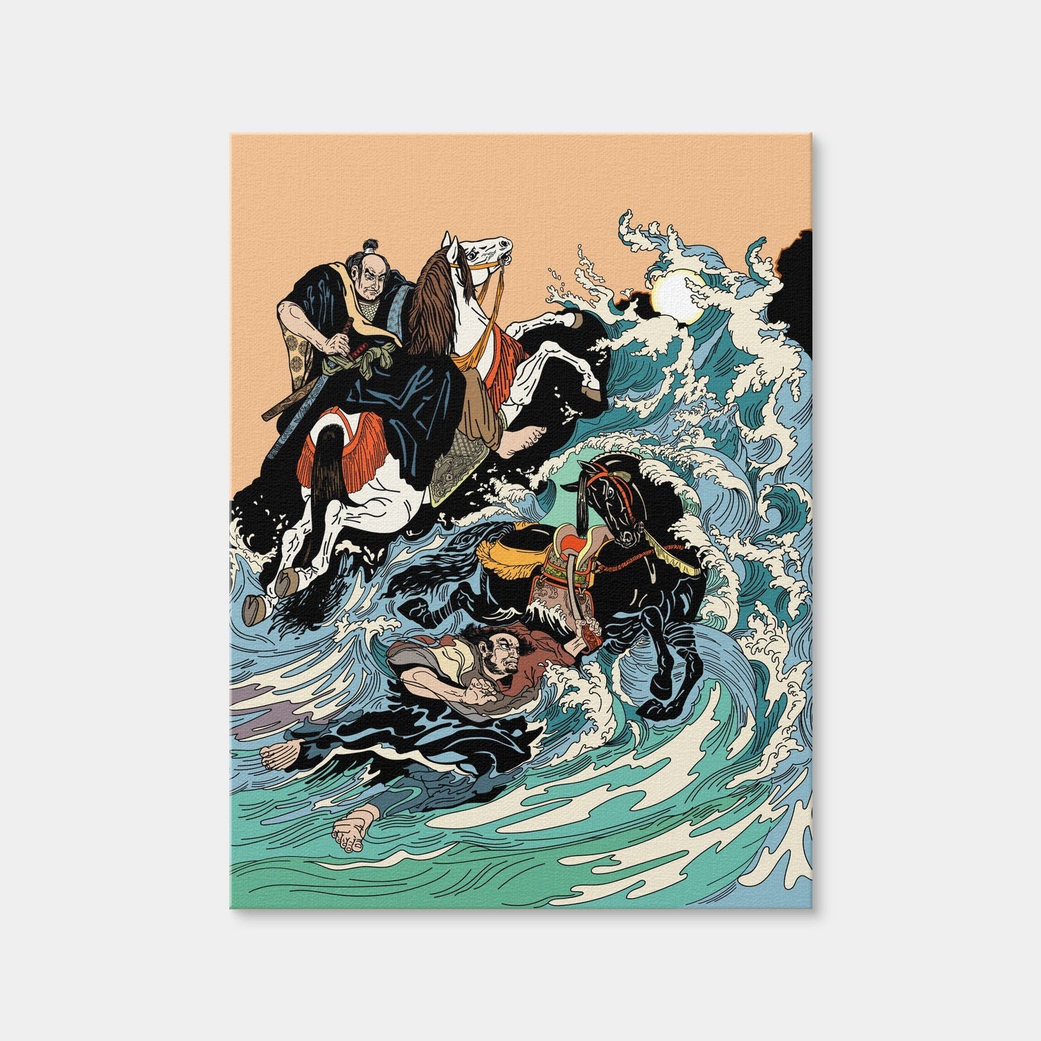 AUTO-MOCKUP WHITE | Samurai Horsemen Crossing a Stormy Sea | 1 Piece | Gallery Wrap | group=3x4