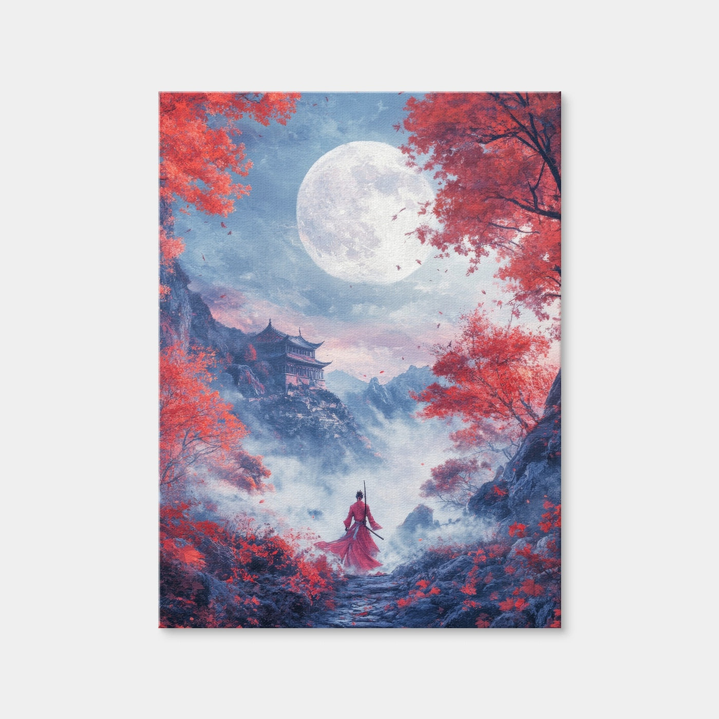 AUTO-MOCKUP WHITE | Samurai Warrior Stands Before the Moon | 1 Piece | Gallery Wrap | group=3x4
