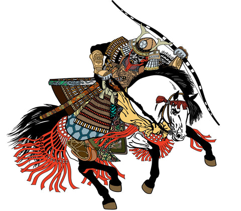Samurai archer wearing war mask Wall Art
