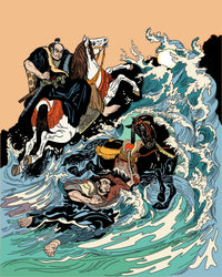 Samurai horsemen crossing a stormy sea Wall Art