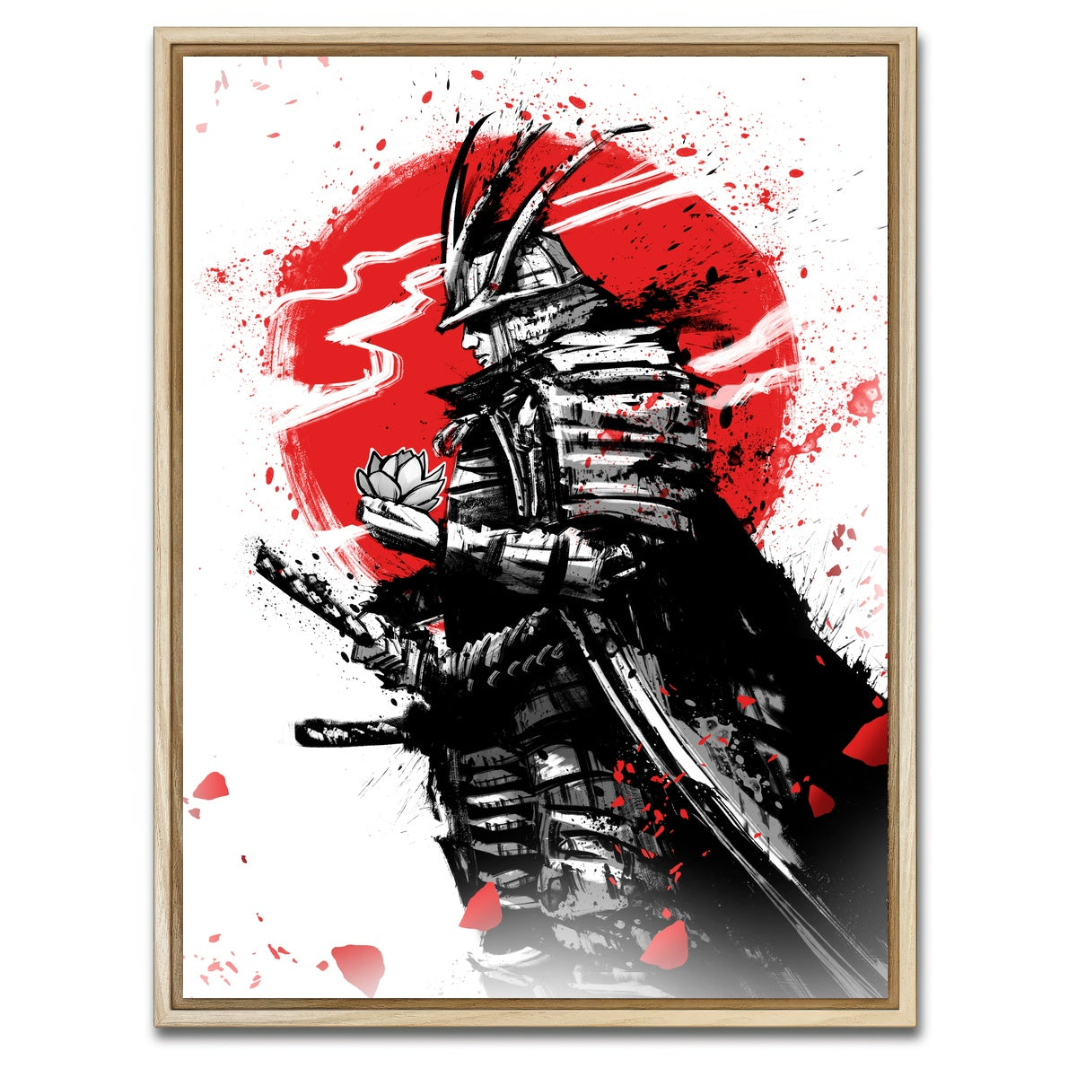 AUTO-MOCKUP WHITE | Samurai in armor and helmet | 1 Piece | Natural Framed Canvas | group=3x4