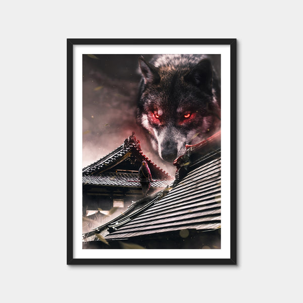 Samurai vs Wolf Wall Art — Framed Print Format preview