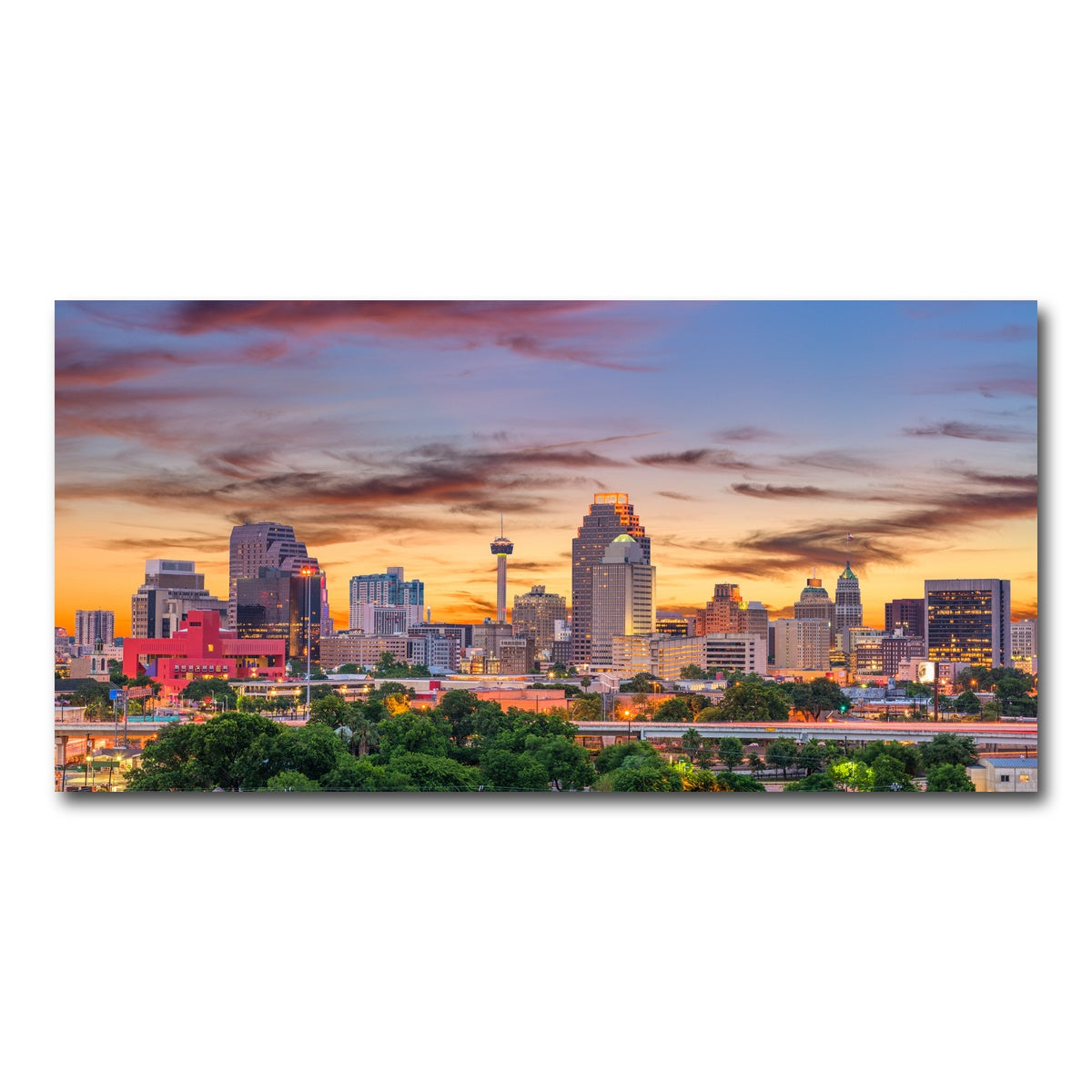 AUTO-MOCKUP WHITE | San Antonio Skyline | 1 Piece | Gallery Wrap Canvas | group=2x1
