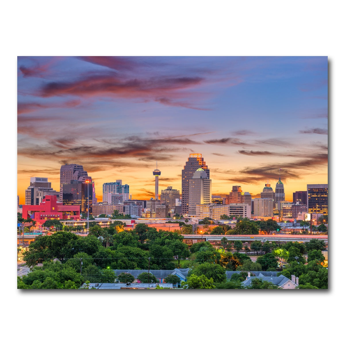 AUTO-MOCKUP WHITE | San Antonio Skyline | 1 Piece | Gallery Wrap Canvas | group=4x3