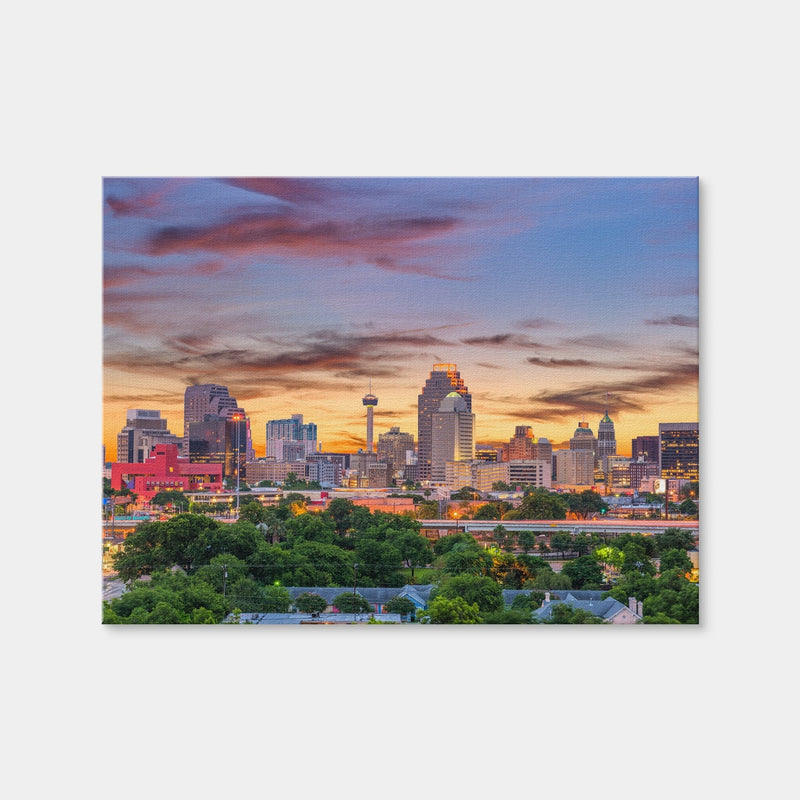 AUTO-MOCKUP WHITE | San Antonio Skyline | 1 Piece | Gallery Wrap Canvas | group=4x3