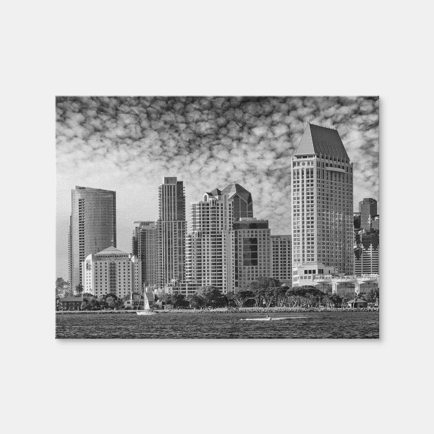AUTO-MOCKUP WHITE | San Diego Monochrome Skyline | 1 Piece | Gallery Wrap Canvas | group=4x3