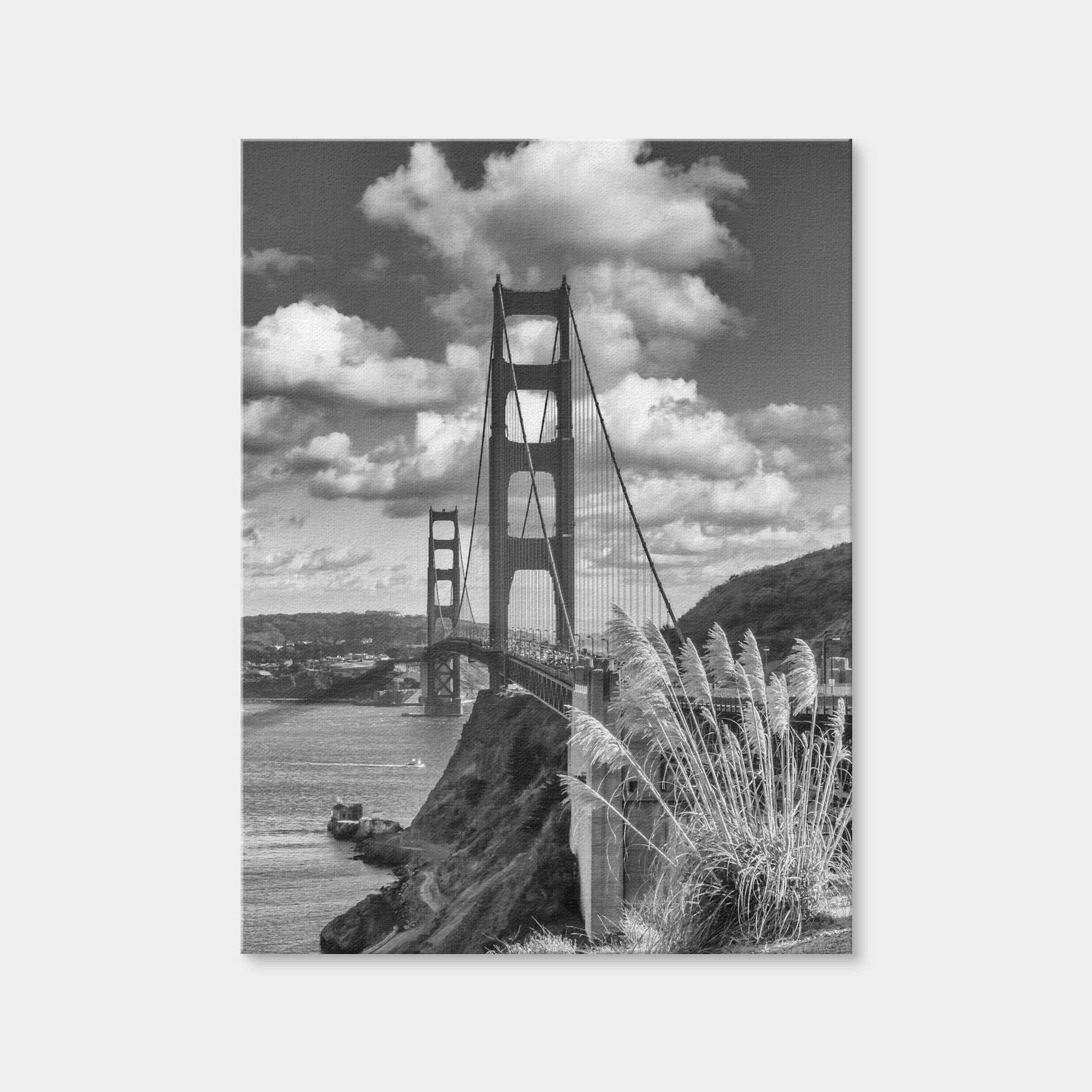 AUTO-MOCKUP WHITE | San Francisco Golden Gate Bridge Grayscale | 1 Piece | Gallery Wrap | group=3x4